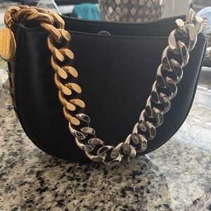 Stella McCartney Black Bag with Gold and Silver Chain